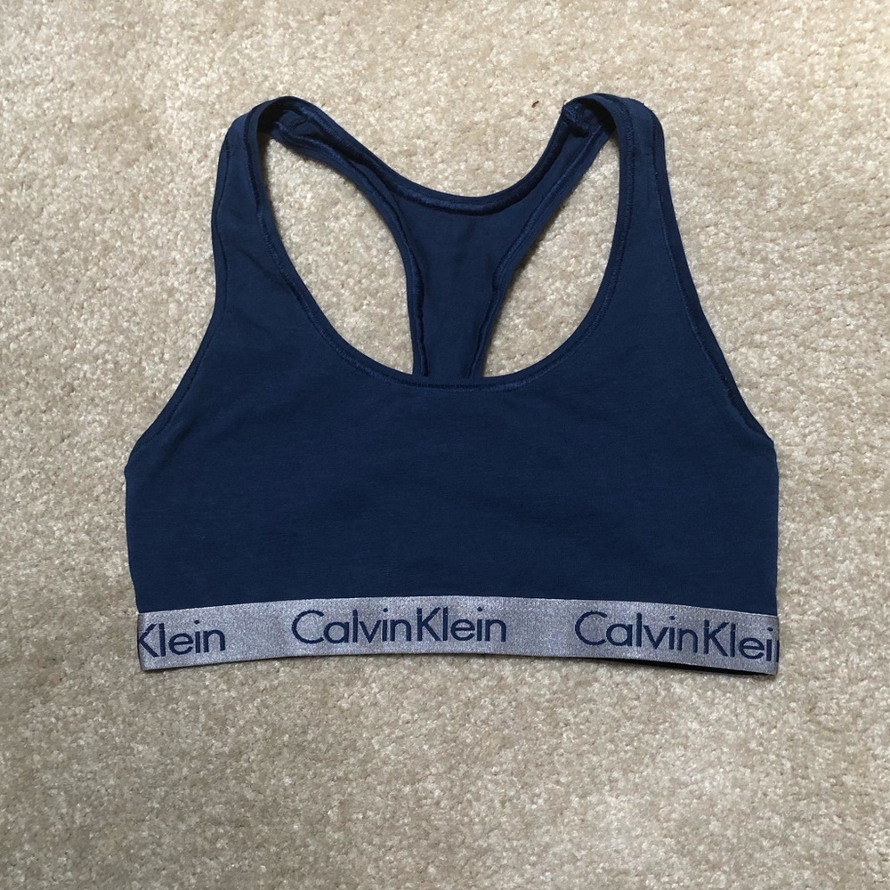 Calvin Kelin dark blue bralette with silver band